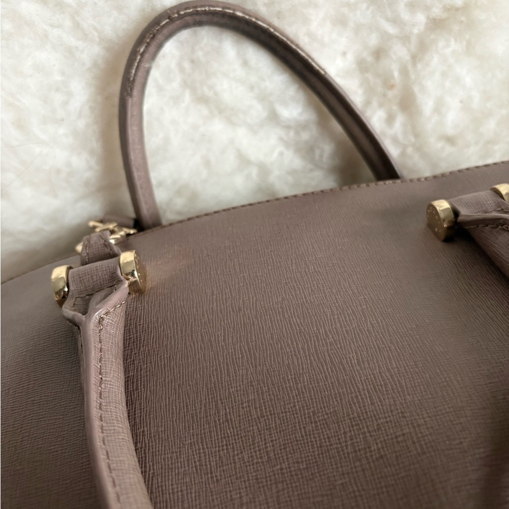 Furla Taupe Brown Saffiano Leather Satchel - Picture 5 of 8